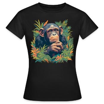 Chimpanzee Schimpansen Schimpanse - Frauen T-Shirt - Schwarz - Vorne - AI Model Female 172 dark (172cm)