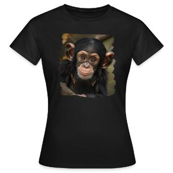 Chimpanzee Schimpansen Schimpanse - Frauen T-Shirt - Schwarz - Vorne - AI Model Female 172 dark (172cm)