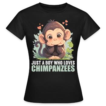 Chimpanzee Schimpansen Schimpanse - Frauen T-Shirt - Schwarz - Vorne - AI Model Female 172 dark (172cm)