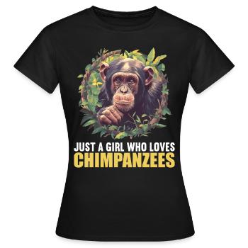 Chimpanzee Schimpansen Schimpanse - Frauen T-Shirt - Schwarz - Vorne - AI Model Female 172 dark (172cm)