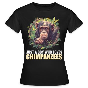 Chimpanzee Schimpansen Schimpanse - Frauen T-Shirt - Schwarz - Vorne - AI Model Female 172 dark (172cm)