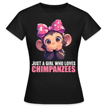 Chimpanzee Schimpansen Schimpanse - Frauen T-Shirt - Schwarz - Vorne - AI Model Female 172 dark (172cm)
