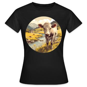 Cows Cow - Women's T-Shirt - black - Front - AI Model Female 172 dark (172cm)