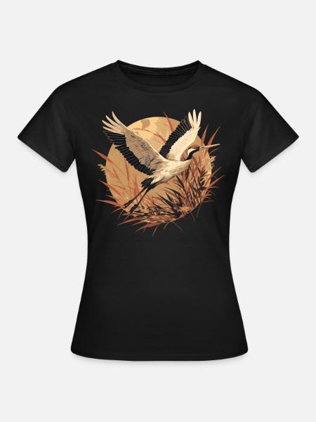 Kraniche Kranich - Frauen T-Shirt - Schwarz