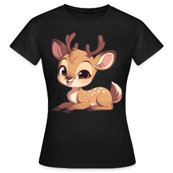 Cerf Cerf - T-shirt Femme - noir - Devant - AI Model Female 172 dark (172cm)