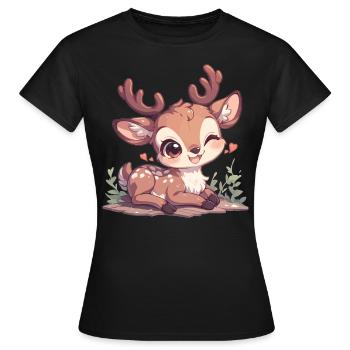 Cerf Cerf - T-shirt Femme - noir - Devant - AI Model Female 172 dark (172cm)