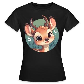 Cerf Cerf - T-shirt Femme - noir - Devant - AI Model Female 172 dark (172cm)