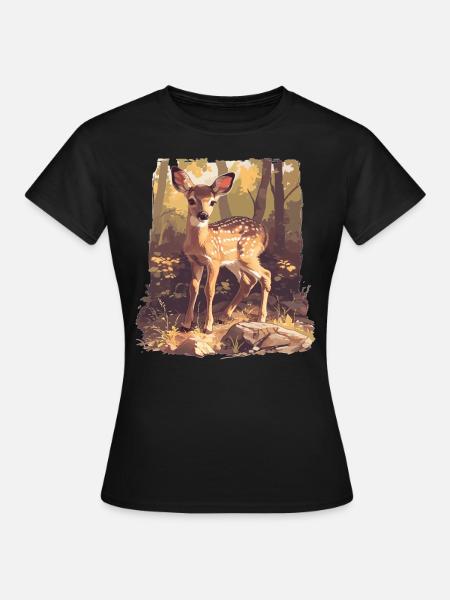 Hirsche Hirsch - Dame-T-shirt - sort