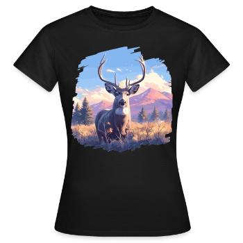 Cerf Cerf - T-shirt Femme - noir - Devant - AI Model Female 172 dark (172cm)