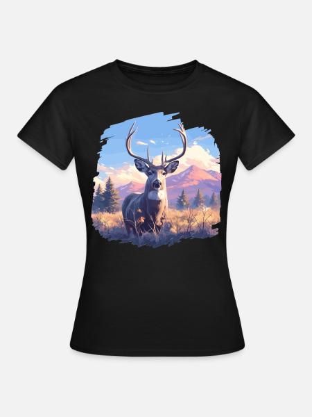 Hirsche Hirsch - Frauen T-Shirt - Schwarz