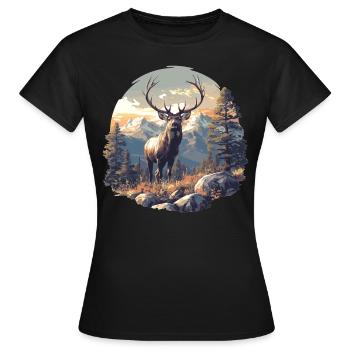 Cerf Cerf - T-shirt Femme - noir - Devant - AI Model Female 172 dark (172cm)