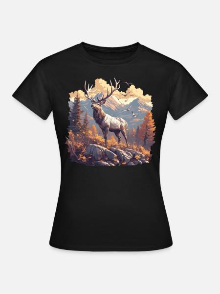 Hirsche Hirsch - Dame-T-shirt - sort