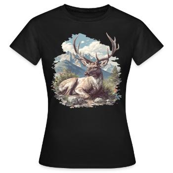 Cerf Cerf - T-shirt Femme - noir - Devant - AI Model Female 172 dark (172cm)