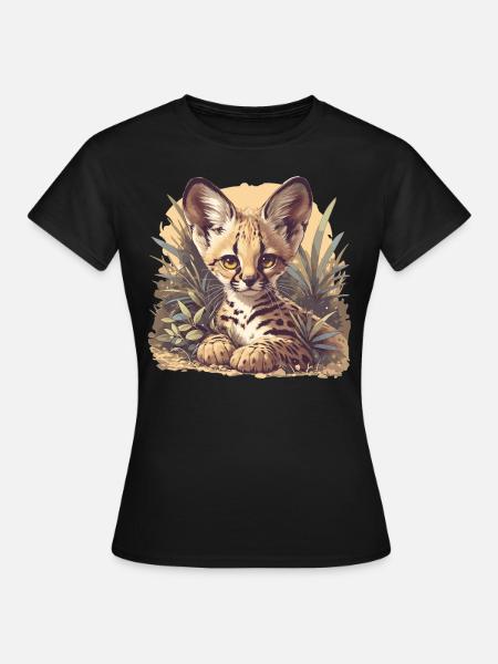 Servale Serval - Frauen T-Shirt - Schwarz