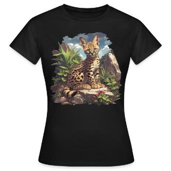 Servale Serval - Frauen T-Shirt - Schwarz - Vorne - AI Model Female 172 dark (172cm)