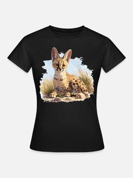 Servale Serval - Frauen T-Shirt - Schwarz
