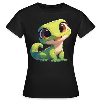 Geckos Gecko - T-shirt Femme - noir - Devant - AI Model Female 172 dark (172cm)