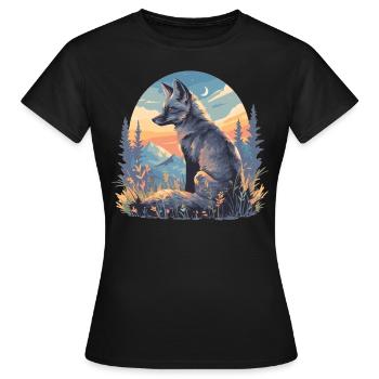 Renards gris Renard gris - T-shirt Femme - noir - Devant - AI Model Female 172 dark (172cm)
