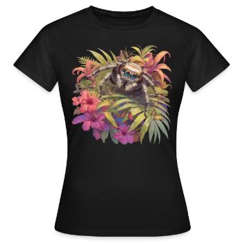 Jumping Spider Springspinnen Springspinne - Frauen T-Shirt - Schwarz - Vorne - AI Model Female 172 dark (172cm)