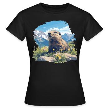 Murmeltiere Murmeltier - Frauen T-Shirt - Schwarz - Vorne - AI Model Female 172 dark (172cm)
