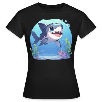 Haie Hai - Frauen T-Shirt - Schwarz - Vorne - AI Model Female 172 dark (172cm)