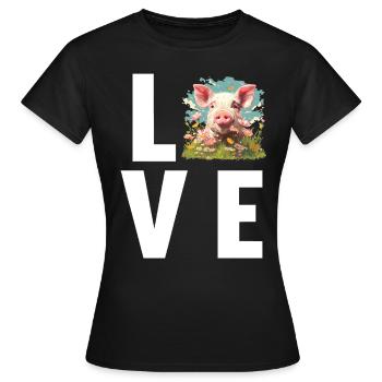 Schweine Schwein - Frauen T-Shirt - Schwarz - Vorne - AI Model Female 172 dark (172cm)