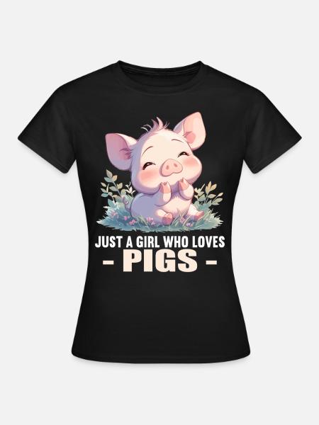 Schweine Schwein - Dame-T-shirt - sort