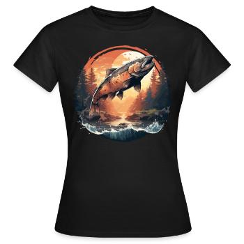 Saumon Saumon - T-shirt Femme - noir - Devant - AI Model Female 172 dark (172cm)