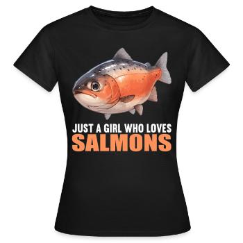 Saumon Saumon - T-shirt Femme - noir - Devant - AI Model Female 172 dark (172cm)