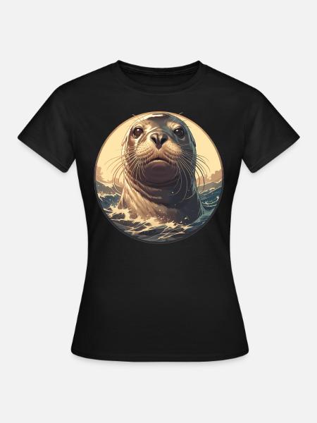 Robben Robbe - Frauen T-Shirt - Schwarz