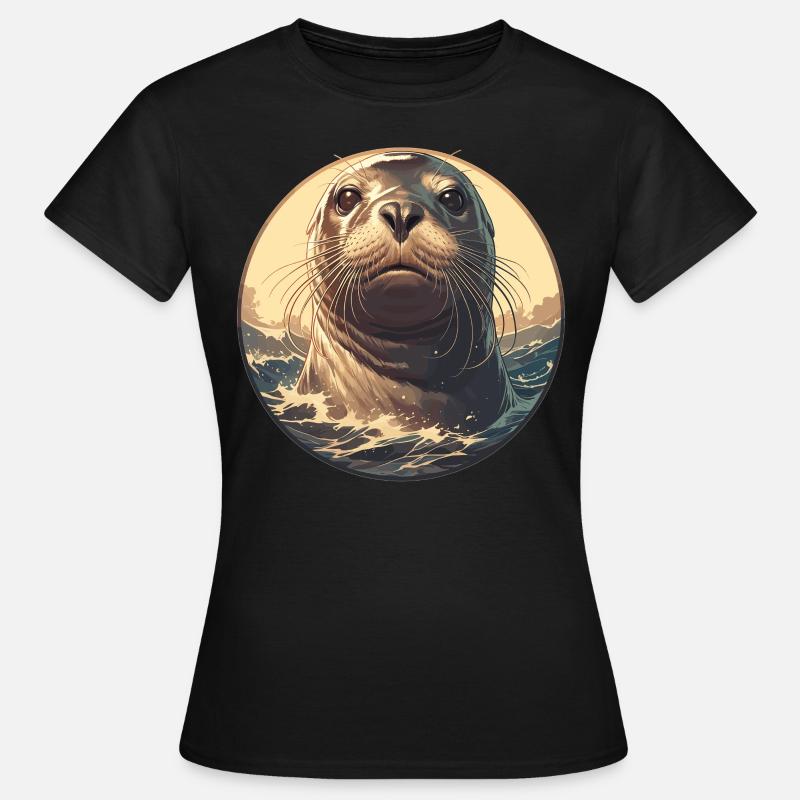 Robben Robbe - Frauen T-Shirt - Schwarz