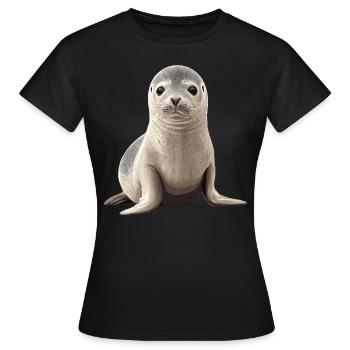 Robben Robbe - Frauen T-Shirt - Schwarz - Vorne - AI Model Female 172 dark (172cm)