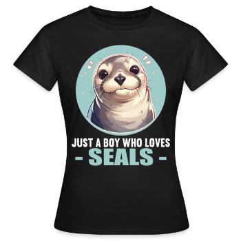 Robben Robbe - Frauen T-Shirt - Schwarz - Vorne - AI Model Female 172 dark (172cm)