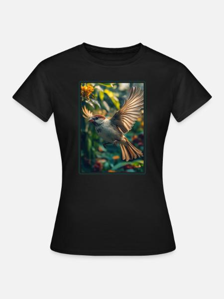 Spatzen Spatz - Frauen T-Shirt - Schwarz