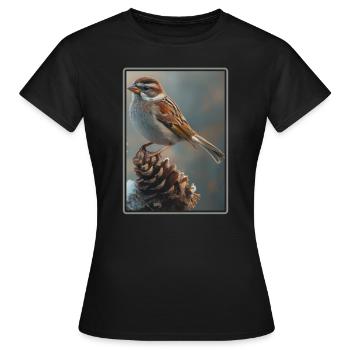 Spatzen Spatz - Frauen T-Shirt - Schwarz - Vorne - AI Model Female 172 dark (172cm)