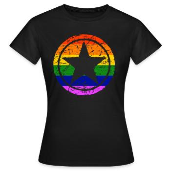 LGBT Gay Pride Star CSD Regenbogen Coming Out - Frauen T-Shirt - Schwarz - Vorne - AI Model Female 172 dark (172cm)