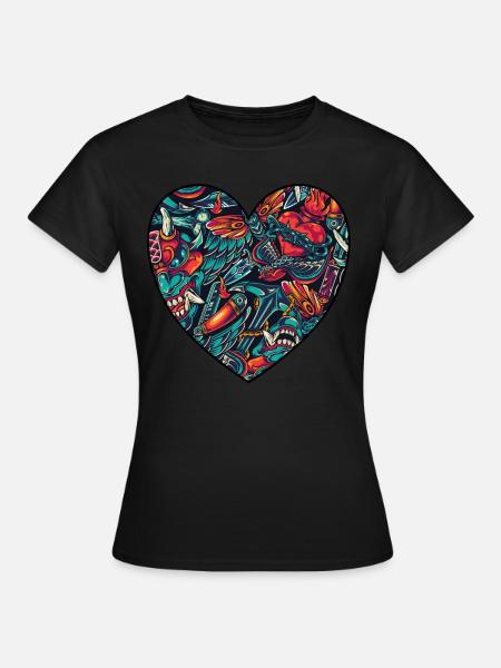Herz - Frauen T-Shirt - Schwarz