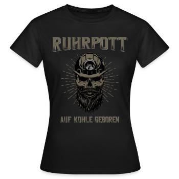 Ruhrpott Auf Kohle geboren Kumpel Skull - Frauen T-Shirt - Schwarz - Vorne - AI Model Female 172 dark (172cm)