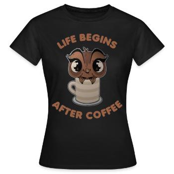 Hibou de café de nuit dans un gobelet - T-shirt Femme - noir - Devant - AI Model Female 172 dark (172cm)