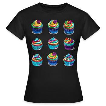Tartelettes muffins - T-shirt Femme - noir - Devant - AI Model Female 172 dark (172cm)