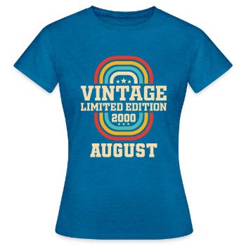23rd Birthday August Vintage 2000 Vintage - Women's T-Shirt - antique blue sapphire heather - Front - AI Model Female 172 dark (172cm)
