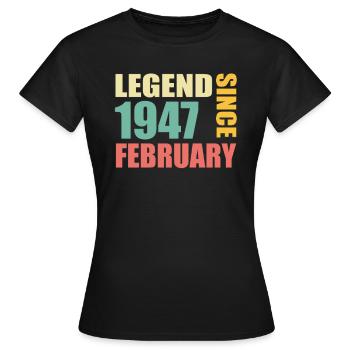 77. Geburtstag FEBRUAR Jahrgang 1947 Geschenkidee - Frauen T-Shirt - Schwarz - Vorne - AI Model Female 172 dark (172cm)