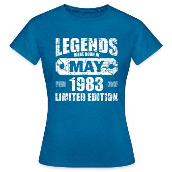 41e anniversaire mai Vintage 1983 idée cadeau - T-shirt Femme - bleu saphir antique chiné - Devant - AI Model Female 172 dark (172cm)