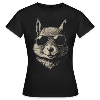 Cooles Eichhörnchen mit Sonnenbrille Illustration - Frauen T-Shirt - Schwarz - Vorne - AI Model Female 172 dark (172cm)