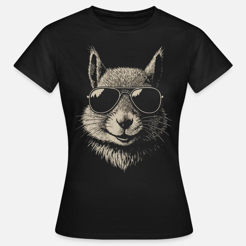 Cool Squirrel Wearing Sunglasses Illustration - Women's T-Shirt - black
