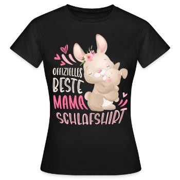 Beste Mama Schlafshirt, Hase mit Hasenbaby - Frauen T-Shirt - Schwarz - Vorne - AI Model Female 172 dark (172cm)