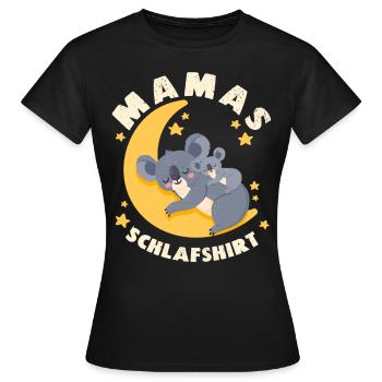 Mamas Schlafshirt, Koala-Mama mit Koala-Baby - Frauen T-Shirt - Schwarz - Vorne - AI Model Female 172 dark (172cm)