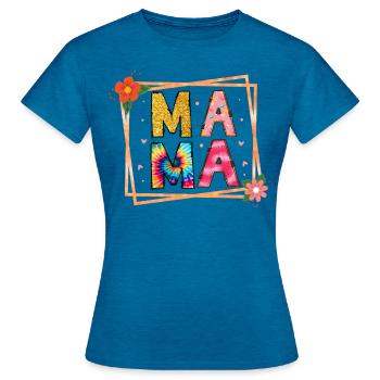 Mama - Frauen T-Shirt - Antikblaues Saphir meliert - Vorne - AI Model Female 172 dark (172cm)