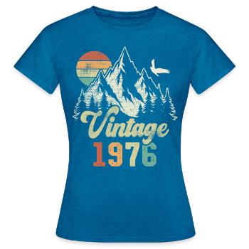 Vintage 1976 Birthday Mountains Eagle - Women's T-Shirt - antique blue sapphire heather - Front - AI Model Female 172 dark (172cm)