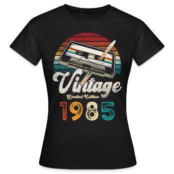 Vintage 1985 Geburtstag Kassette Bleistift - Frauen T-Shirt - Schwarz - Vorne - AI Model Female 172 dark (172cm)
